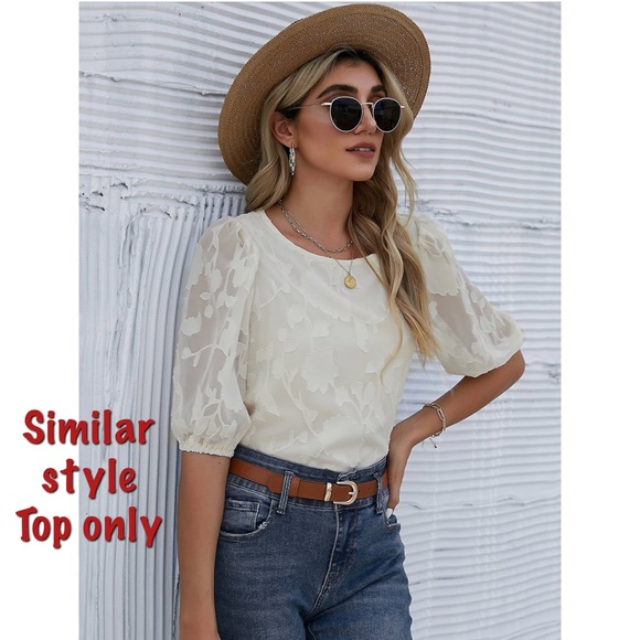 Tops - 2x 👯‍♀️Host Pick⚡️ Textured Chiffon Top with Puff Sleeves